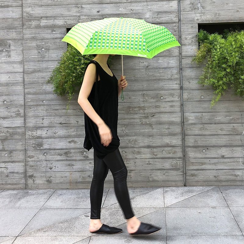 【台灣文創 Rain's talk】菱紋抗UV四折自動開收傘 - 雨傘/雨衣 - 防水材質 綠色