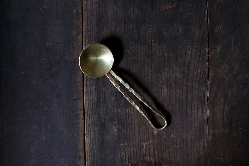Tanaka _ bronze Bronze shallow circular spoon B27 - Cutlery & Flatware - Copper & Brass Gold