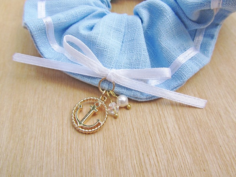 Sailor Series- Sky Blue- Scrunchie Tie - Hair Accessories - Cotton & Hemp Blue