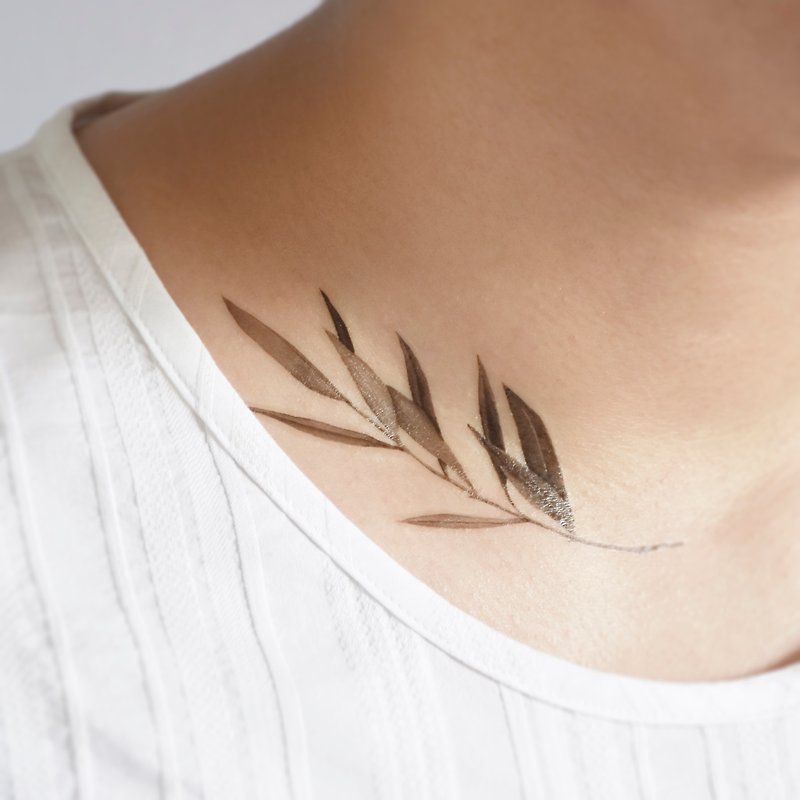 Leaf Series Pattern Temporary Tattoo, Set of Three, Plant Temporary Tattoo - Temporary Tattoos - Paper Black