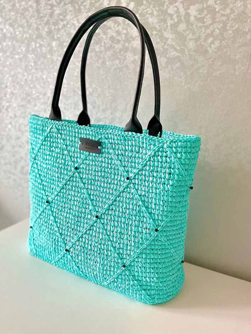 Summer bag Bag color Tiffany Tote bag Bag handmade - 手提包/手提袋 - 聚酯纖維 藍色
