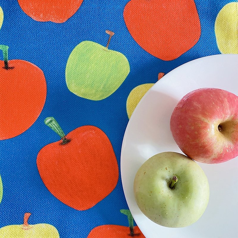 Delicious red apple table mat - ผ้ารองโต๊ะ/ของตกแต่ง - ผ้าฝ้าย/ผ้าลินิน สีน้ำเงิน