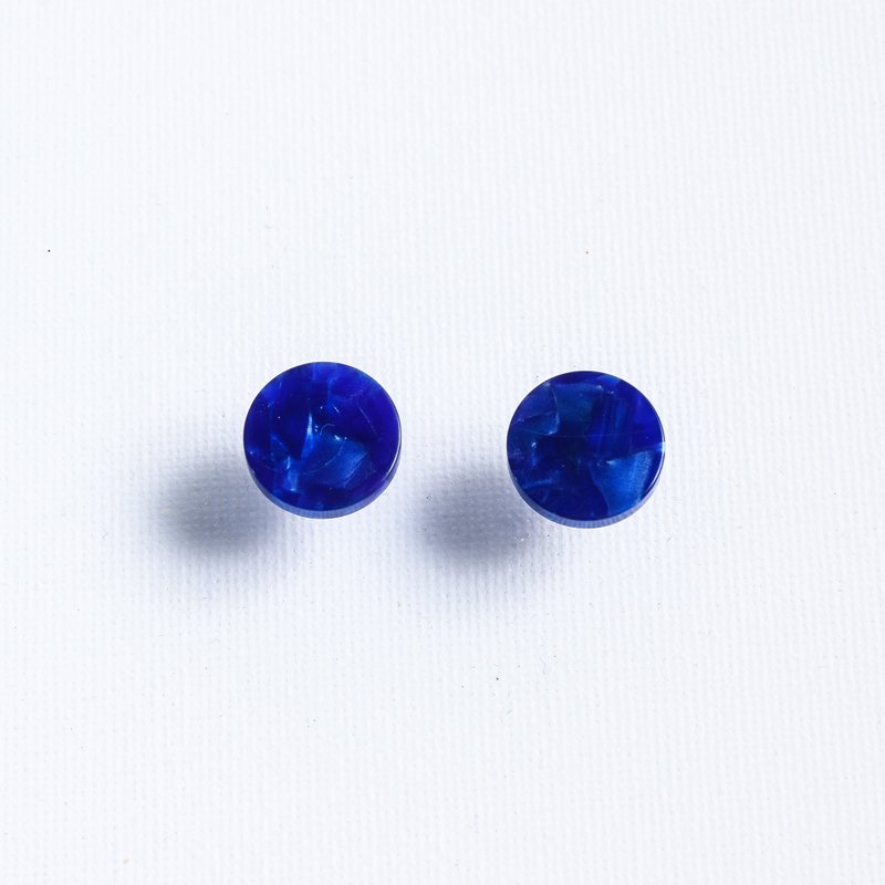 Great Artist- Acrylic Round Earrings (Midnight) - ต่างหู - สแตนเลส สีน้ำเงิน