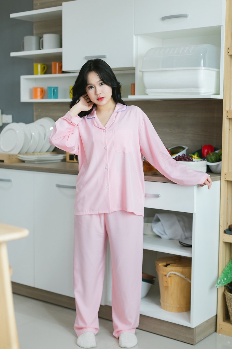 Pajamas Long sleeves with Pants set. Polyester100% - 居家服/睡衣 - 聚酯纖維 咖啡色
