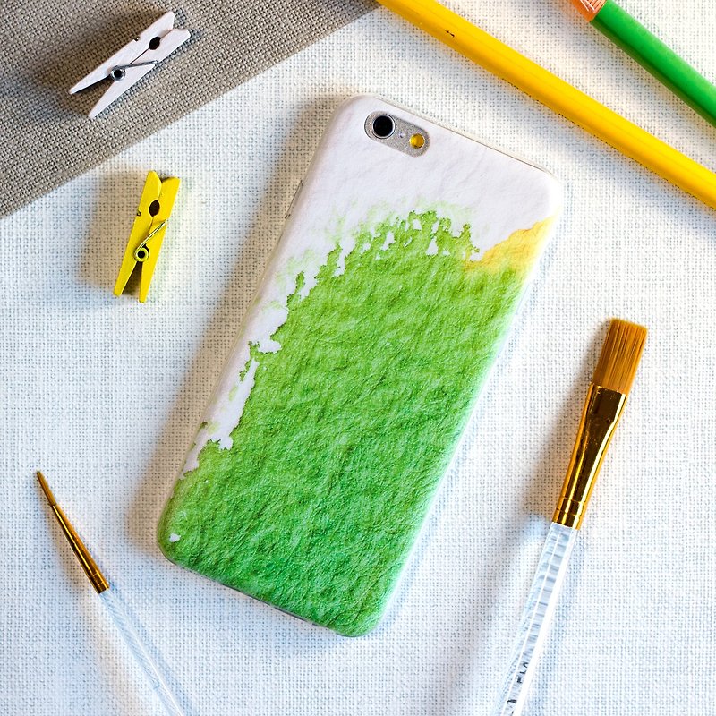 Green and Yellow watercolors. Matte Case (iPhone, HTC, Samsung, Sony) - เคส/ซองมือถือ - พลาสติก สีเขียว