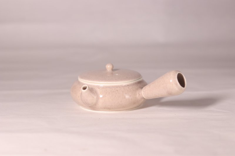 Gray pink side handle flat teapot - Teapots & Teacups - Pottery Pink