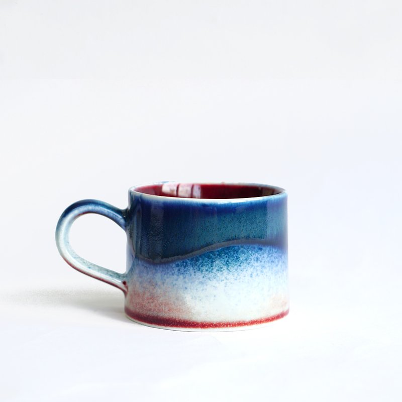 窯ガラス手作りセラミックマグ - スターブルー - マグカップ - 磁器 ブルー