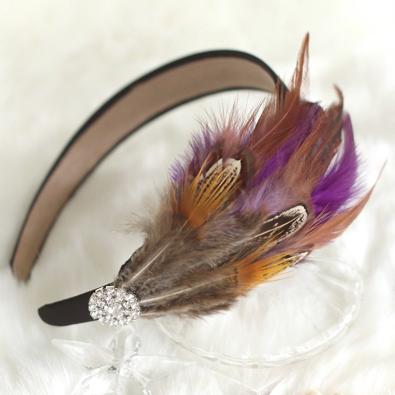 Colorful Feather with Rhinestone Decoration Headband - Hair Accessories - Other Materials Purple