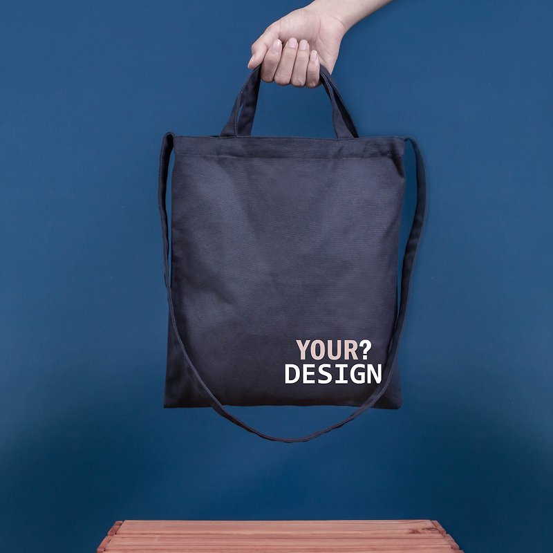 [kuroi-T] custom black straight canvas bag - Messenger Bags & Sling Bags - Cotton & Hemp Black