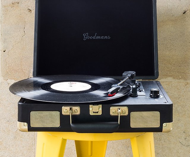 【クリスマスギフト】グッドマンズ イーリング ターンテーブル イギリス製スーツケースブラックレコードプレーヤー