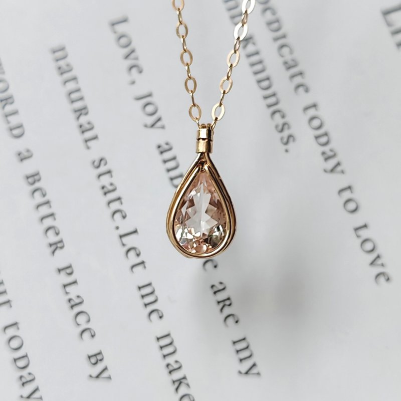 Morganite gemstone necklace - สร้อยคอ - เครื่องประดับพลอย สีเหลือง