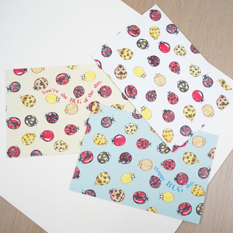 【Miss Ladybugs】Art Print Postcard Set of Three - การ์ด/โปสการ์ด - กระดาษ หลากหลายสี