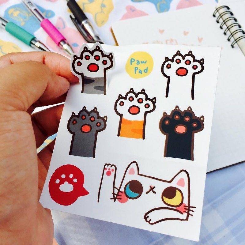 Even hand hand - hand kitten sticker set - สติกเกอร์ - กระดาษ 
