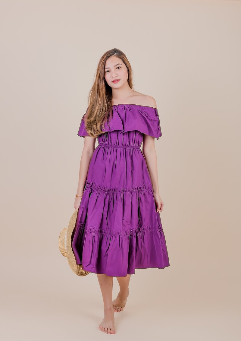 LILY DRESS / Grape - 連身裙 - 其他材質 紫色