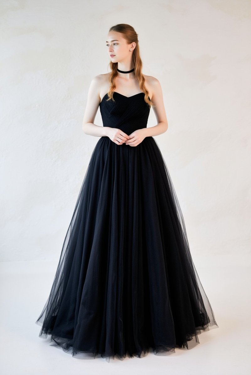 莫莉黑色薄紗洋裝 Molly Black Tulle Dress - 洋裝/連身裙 - 聚酯纖維 黑色