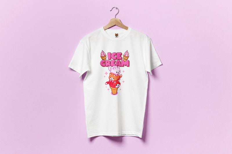 Harajuku Y2K Ice Cream Shop T-Shirt - 男襯衫/休閒襯衫 - 棉．麻 多色
