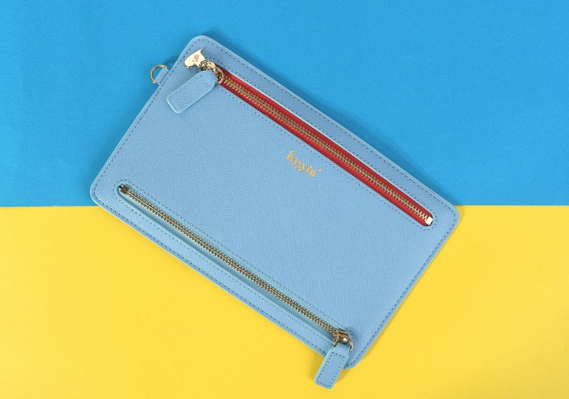 Quaternate Pouch (Light Blue) - Clutch Bags - Faux Leather 