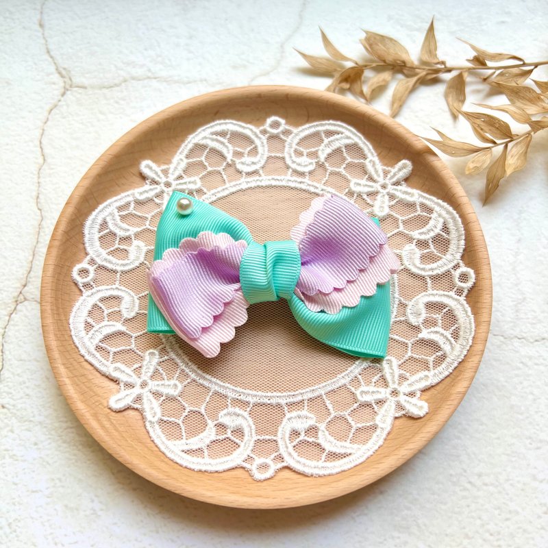 Colorful Macaron Color Bow Hair Clip/ Teal - เครื่องประดับผม - วัสดุอื่นๆ สีน้ำเงิน