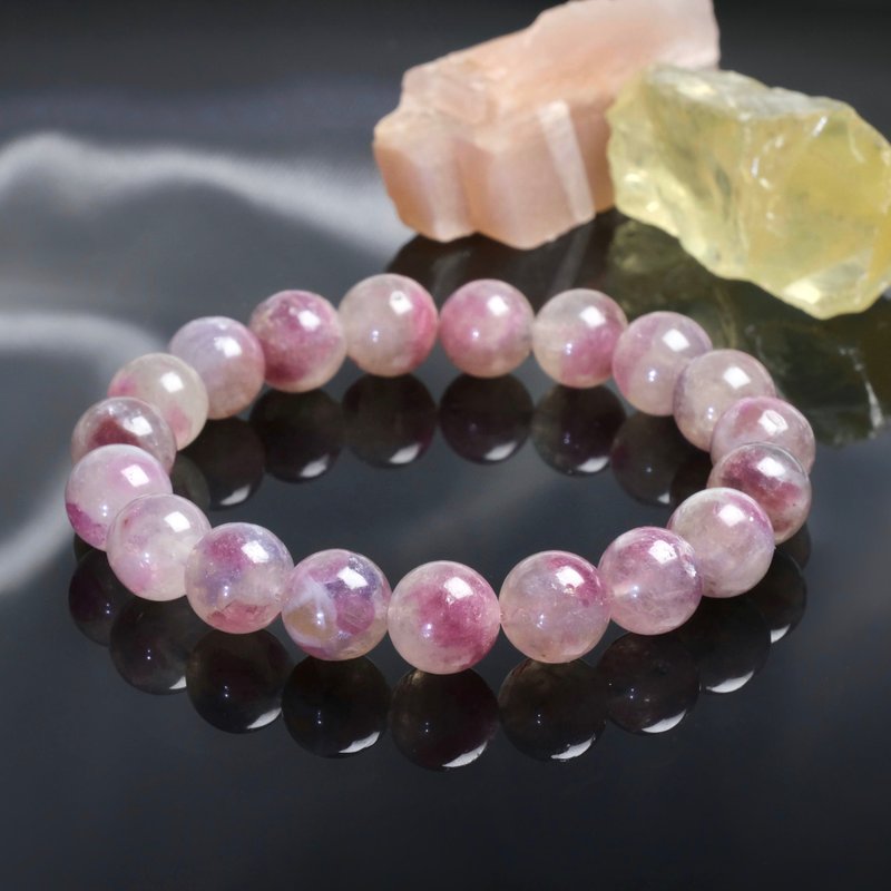 #466 One Picture, One Thing/10mm Plum Blossom Tourmaline Crystal Bracelet Peach Pink Purple Beauty Crystal Girl Gift - Bracelets - Crystal Pink