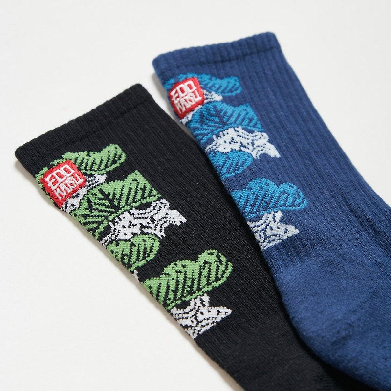 江戶勝 日系 後框松樹長襪-中性 (兩雙1組) #襪子 - 襪子 - 其他材質 藍色