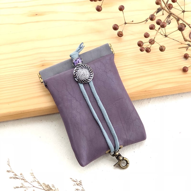 Spliced ​​free shrapnel key case - key / key bag / storage / key case - Keychains - Genuine Leather Purple