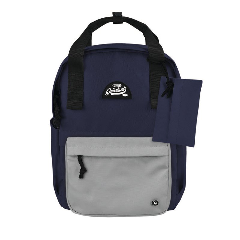 Grinstant Mix & Match Detachable 13" Backpack - Adventure Series (Navy Blue & Dark Grey) - กระเป๋าเป้สะพายหลัง - เส้นใยสังเคราะห์ สีน้ำเงิน