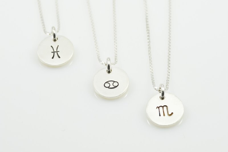 Constellation small tag necklace-water sign (one piece) - สร้อยคอ - เงิน สีเทา