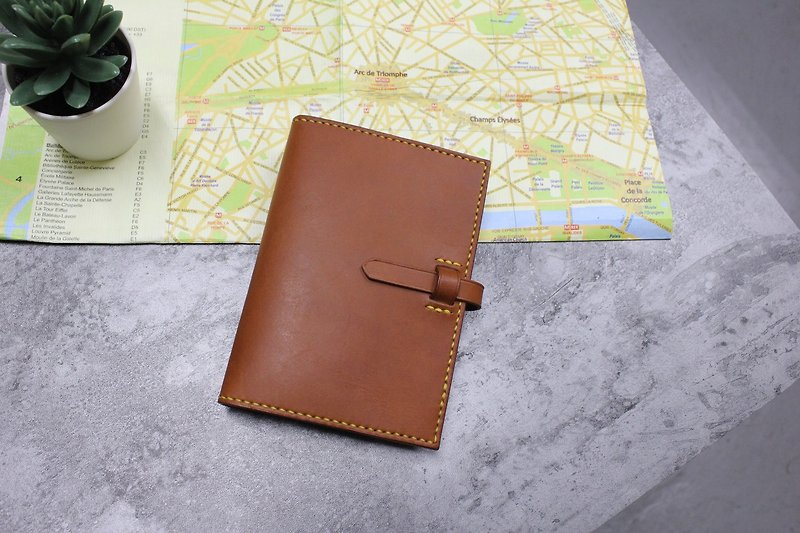 Exclusive-[Mini5] Hand Stitched Leather Passport Case (Brown) - Passport Holders & Cases - Genuine Leather 