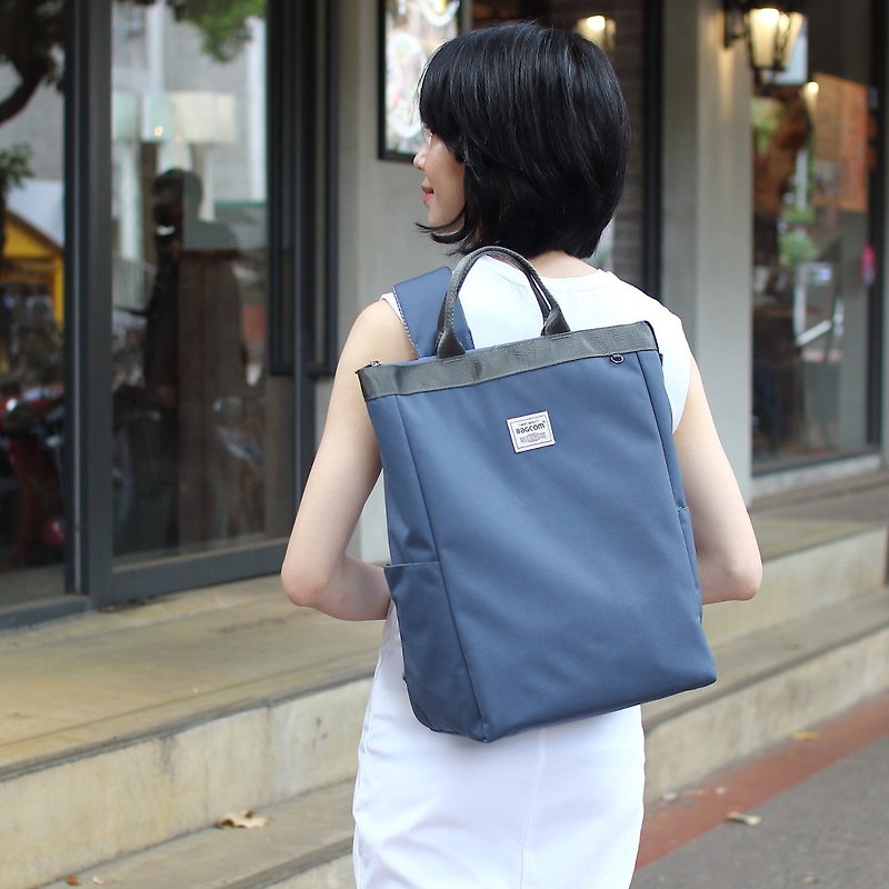 Prudence Portable Backpack(14'' Laptop OK)-Blue grey_100448 - กระเป๋าเป้สะพายหลัง - วัสดุกันนำ้ สีน้ำเงิน