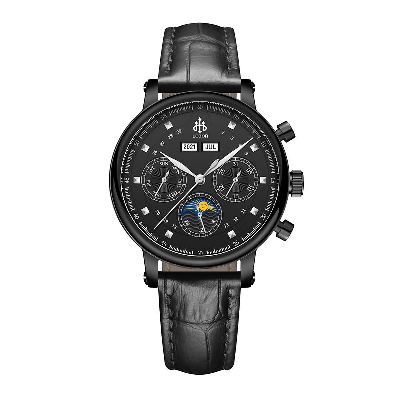 HERITAGE DURHAM BLACK 35MM Mechanical Watch Leather Strap - นาฬิกาผู้หญิง - วัสดุกันนำ้ 