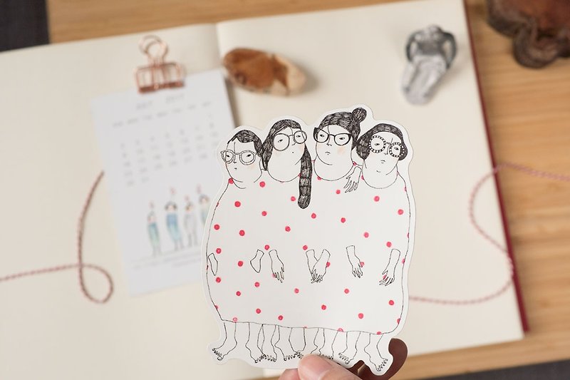 large sticker "Girls with glasses" | dodolulu - สติกเกอร์ - กระดาษ 