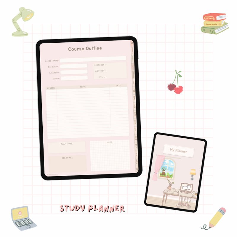 Digital Study Planner | Student Planner | Goodnotes | iPad Planner | Peach Pink - 電子手帳及素材 - 其他材質 