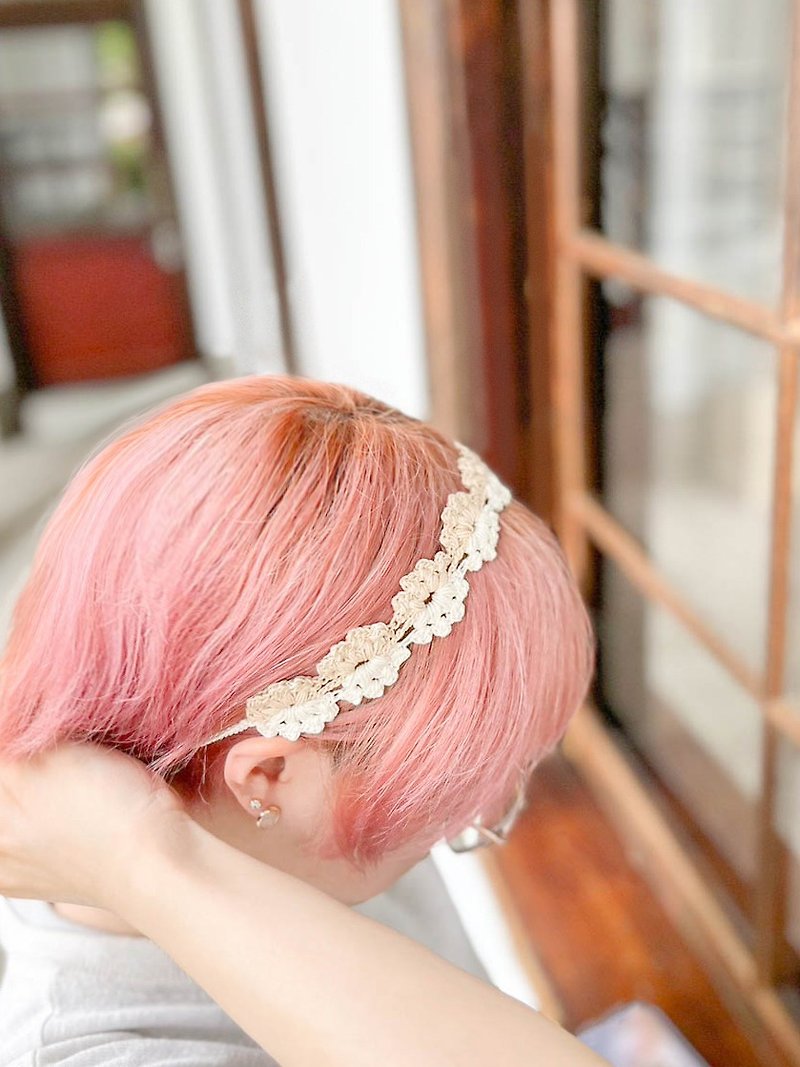 Lace Flowers - Braided Braided Headband Lace - ที่คาดผม - ผ้าฝ้าย/ผ้าลินิน หลากหลายสี