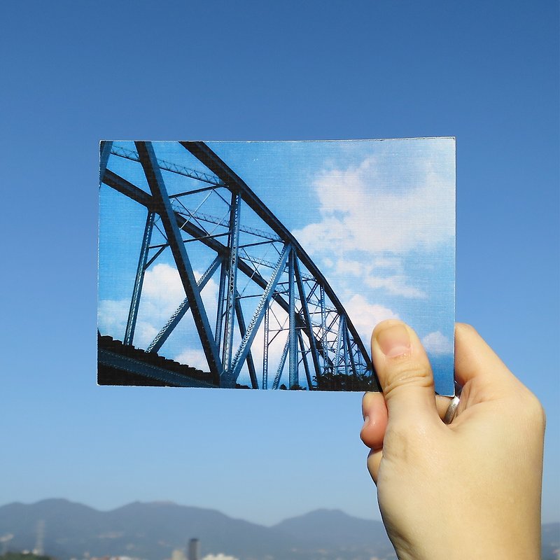 悄悄畫酷卡/多功能收納明信片/舊鐵橋 - 心意卡/卡片 - 紙 藍色