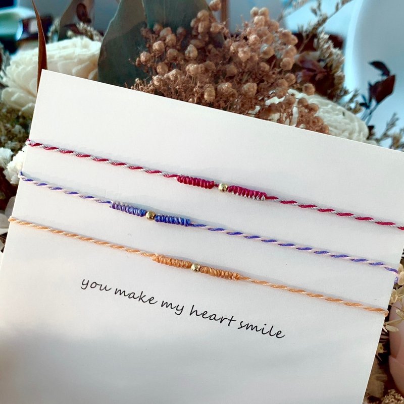 [Graduation Gift] Good Luck with Color - Diamond Knot 14k gold-wrapped Wax thread bracelet - Bracelets - Cotton & Hemp Multicolor