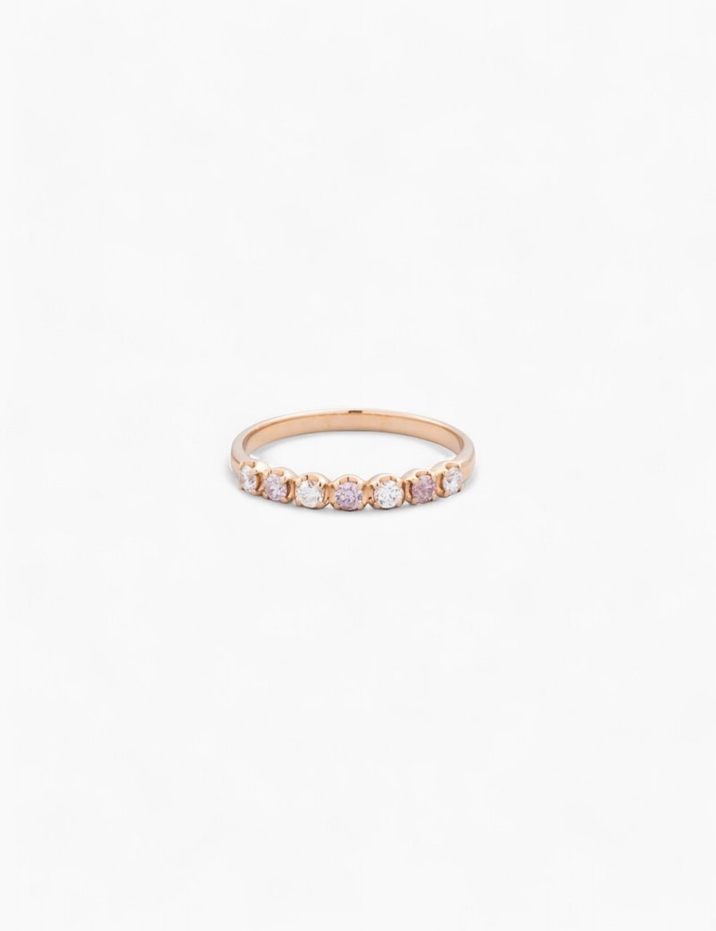 K18 Pink Diamond/Diamond Half Eternity Ring - แหวนทั่วไป - เครื่องเพชรพลอย สึชมพู