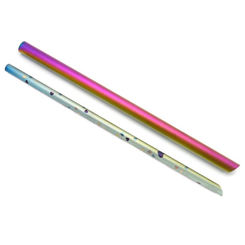 TiStraw Titanium Straw Set (8 mm-patterned & 12 mm-plain) - Reusable Straws - Other Metals Multicolor