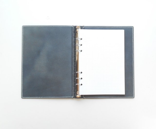 A5 Organisers レザー蝶番のシステム手帳 Navy - ショップ Your
