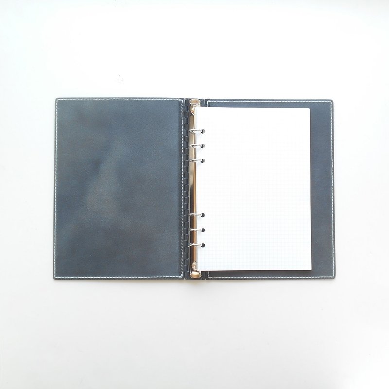 A5 Organisers レザー蝶番のシステム手帳 Navy - 筆記本/手帳 - 真皮 藍色