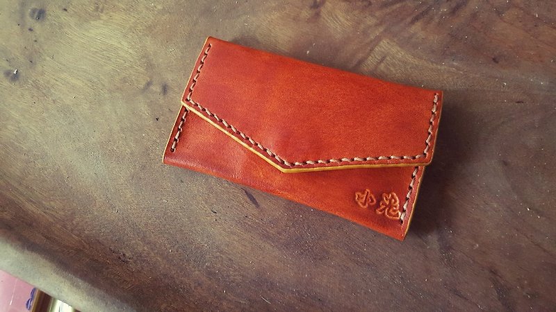 Customized personal British brown pure leather wallet (customized lover, birthday gift) - กระเป๋าสตางค์ - หนังแท้ สีส้ม