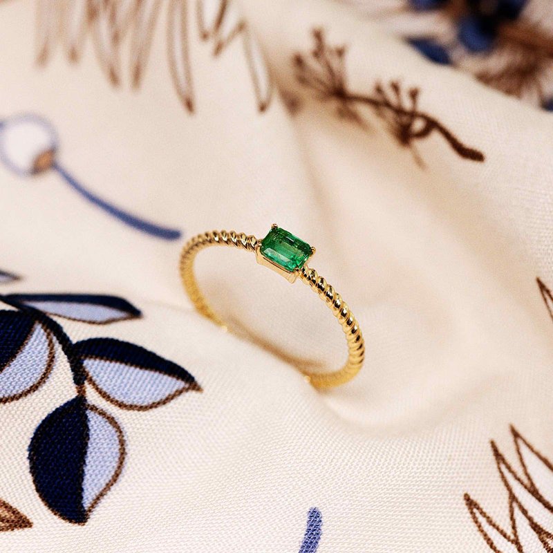 18K SOLID GOLD SIMPLE EMERALD RING, DRESSING RING - R189 - General Rings - Gemstone Green