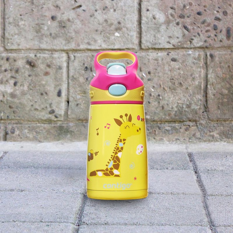 [Buffalo Bull Head] Contigo Children's Thermal Insulation Color Printing Straw Bottle 295CC-Giraffe - Vacuum Flasks - Stainless Steel Yellow