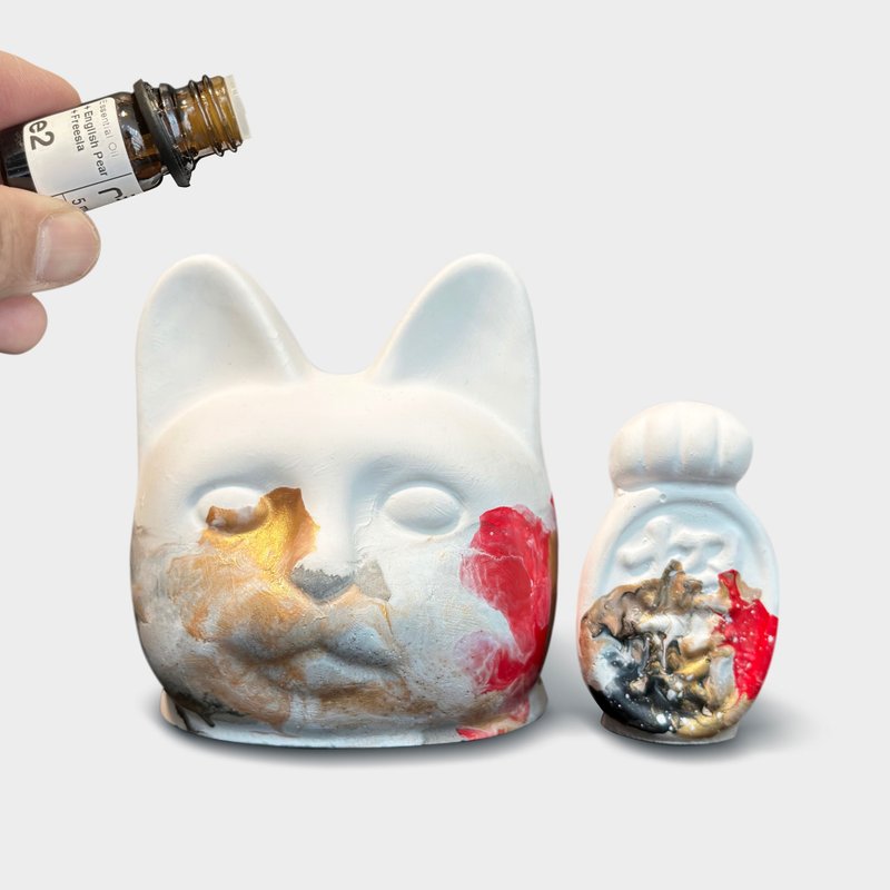 手工製造 I 招財貓擴香石 I 流體藝術 - 香氛/精油/擴香 - 其他材質 灰色