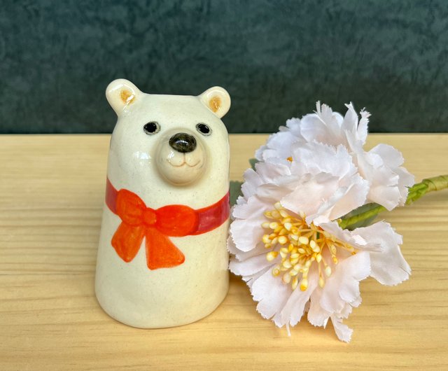 A Lu かわいいクマの陶器 陶器/花瓶/置物/ギフト 手作り 手描き