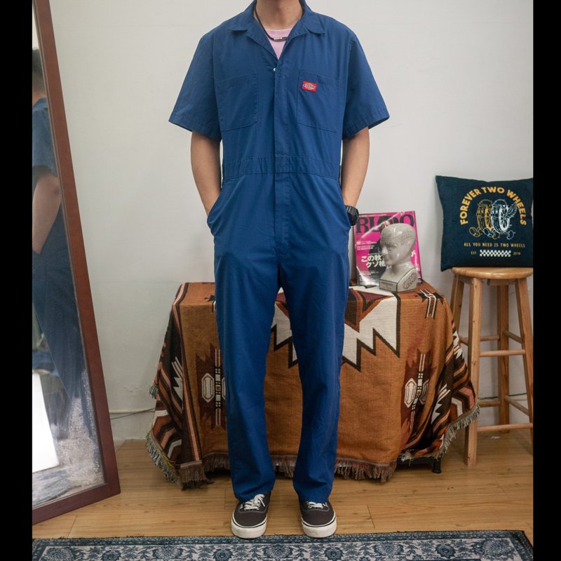 DICKIES blue 40 short-sleeved jumpsuit COVERALLS vintage second-hand - Men's Pants - Cotton & Hemp Blue