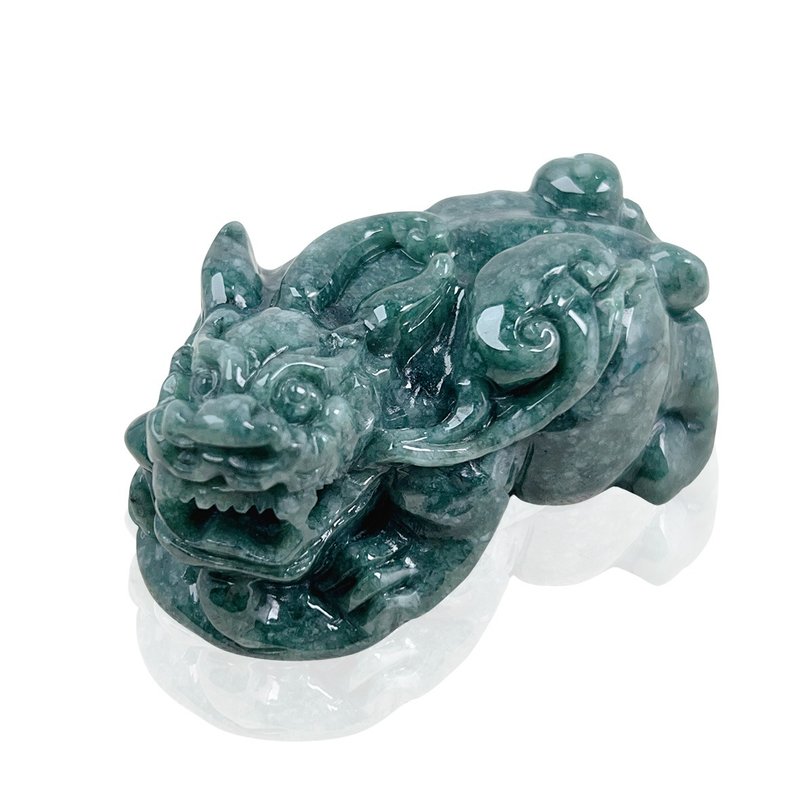 【招財神獸】花青翡翠貔貅擺飾擺件 | 天然緬甸玉翡翠A貨 | 送禮 - 擺飾/家飾品 - 玉石 綠色
