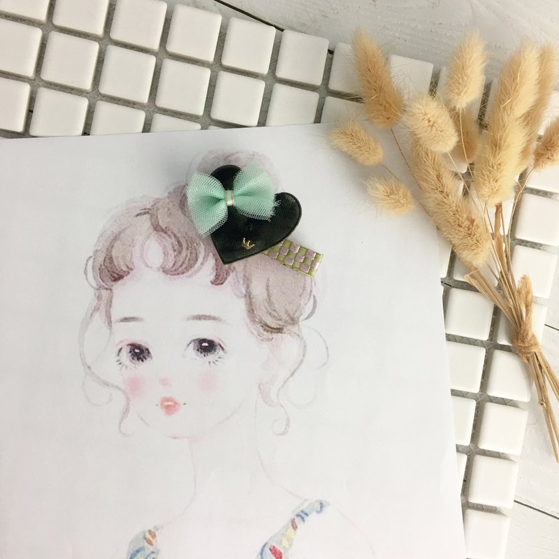 W&C Handmade|| Mood diary|| pine tea green + lattice hairpin - Hair Accessories - Other Materials Multicolor