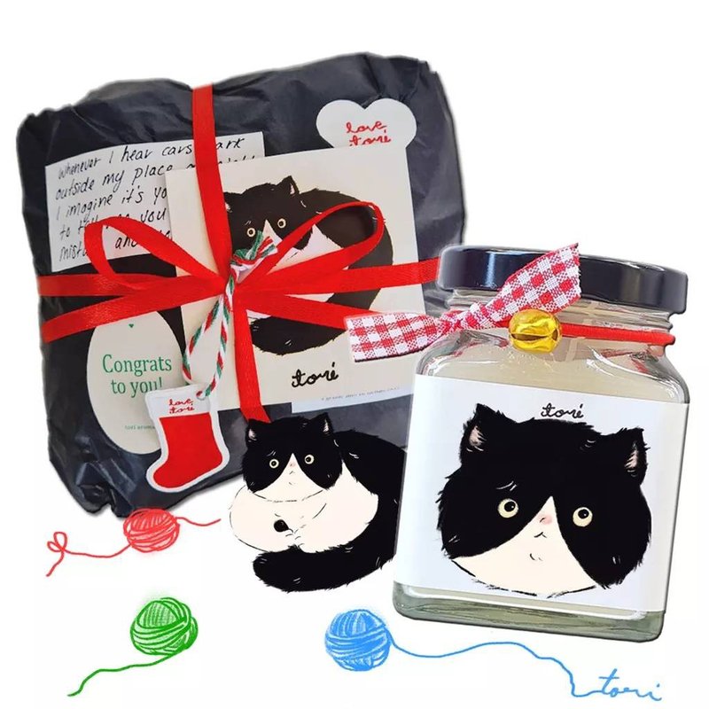 GIFTSET ต้าวก้อนกระปุกเทียนหอม JUJU CAT JAM CANDLE 45hrs - เทียน/เชิงเทียน - แก้ว หลากหลายสี