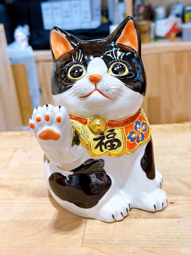 【雅致黑映】日本九谷燒招財貓 | 黑布 - 6.5號 - 擺飾/家飾品 - 瓷 多色