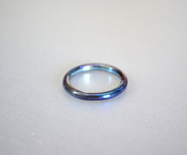 Titanium ring・チタンリング・maru青・20号 - ショップ ねこ